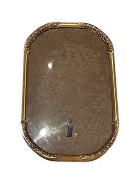 Antique Bubble Glass Frame Gold Floral Oval